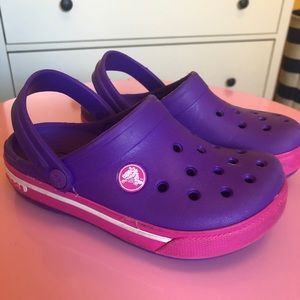 Pink & purple Classic Crocs clogs